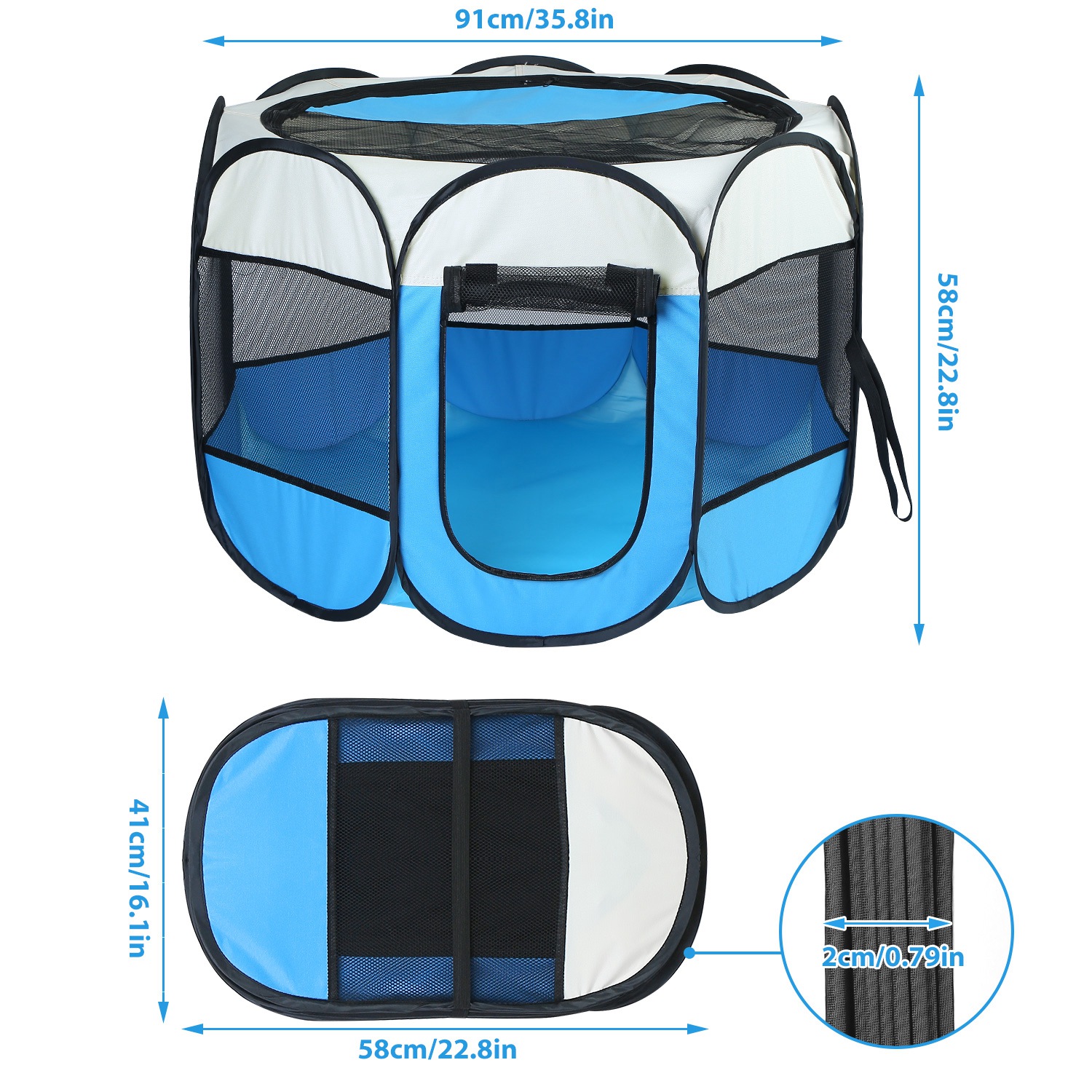 Opciones Rosa y Azul - 1 Pieza de Tenda Portátil Plegable para Mascotas, Caja de Ejercicio con Cierre de Correa Superior e Inferior Removible y Resistente al Agua para Uso Interior y Exterior en Perros, Gatos y Otras Mascotas — imagen 10
