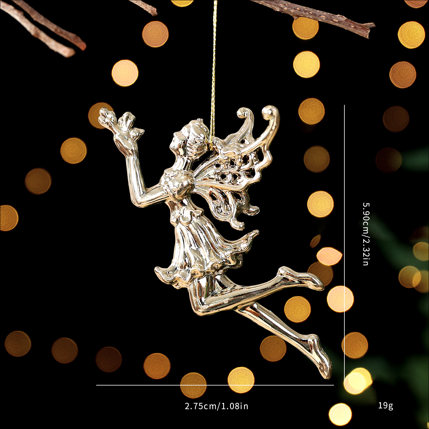 Festive Gold Plated Christmas Tree Ornament Accessories Snowflake Deer Holiday Decoration Hanging Decor — image 14