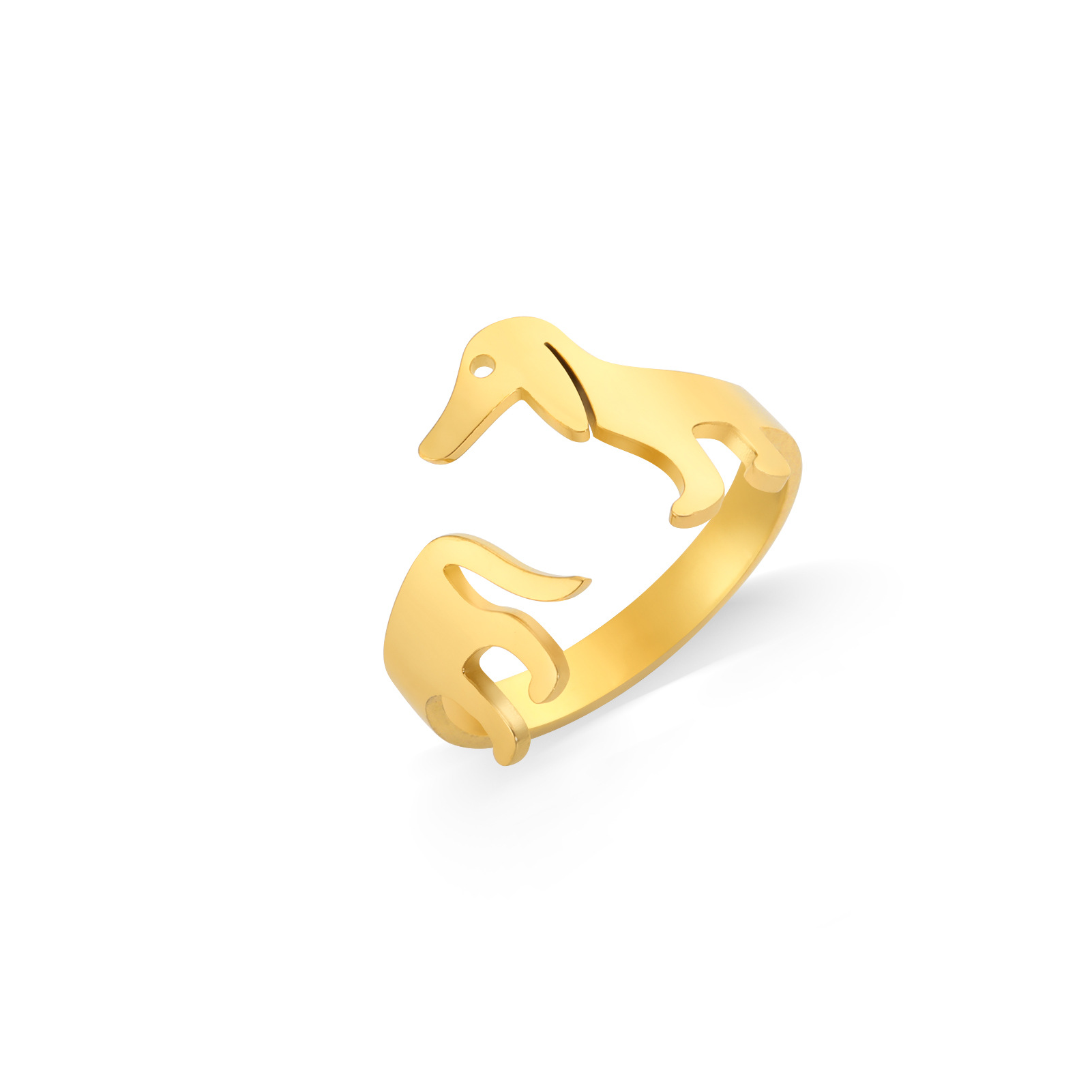 Anillo de Acero Inoxidable y Acero de Titanio en forma de Salchicha de Perro Ajustable — imagen 14
