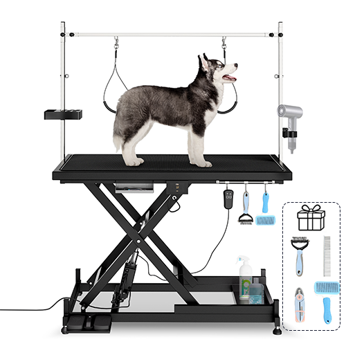 Mesa de Afeitado Eléctrica para Mascotas Super Deluxe, 110V/220V, Altura Regulable, Color Negro — imagen 1