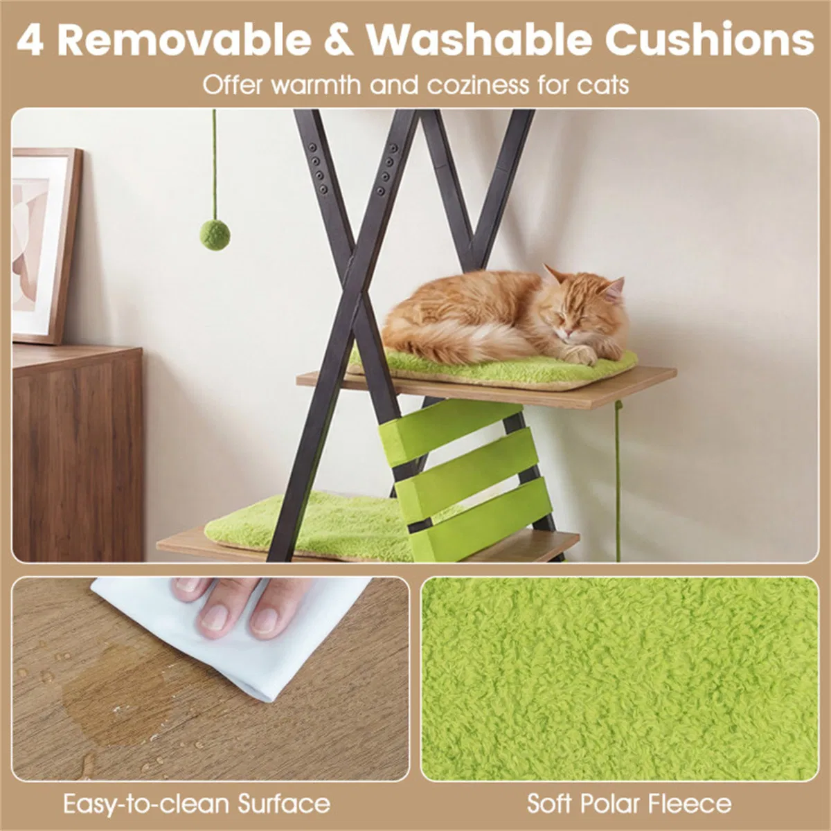 73" Multi-Level Cat Tree with Condo & Perch, Multi-Cat Climbing Tower with Scratching Pad & Interactive Toys — image 4