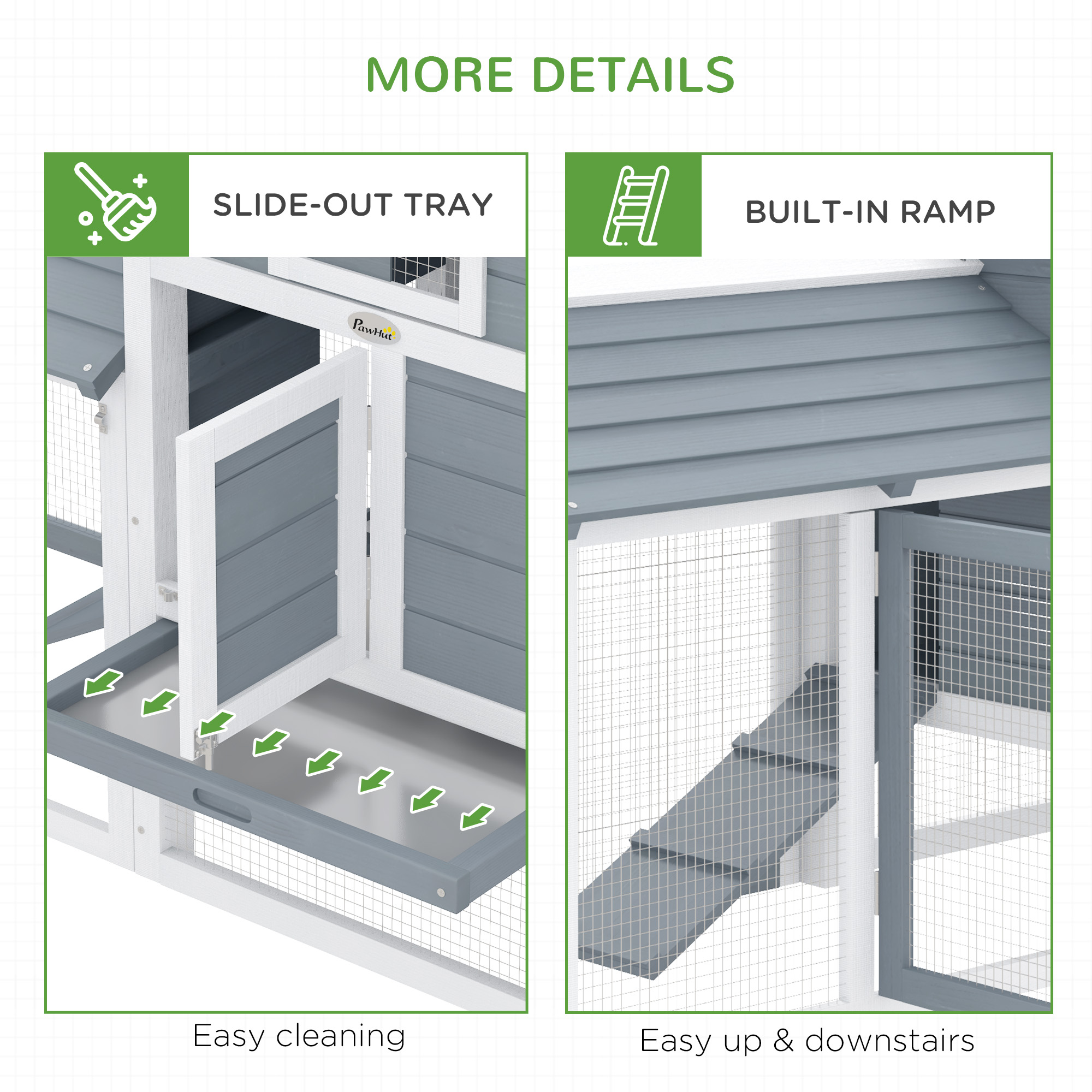 59" Small Wooden Chicken Coop Hen House Poultry Cage for Outdoor Backyard with 2 Doors, Nesting Box and Removable Tray, White — imagen 5