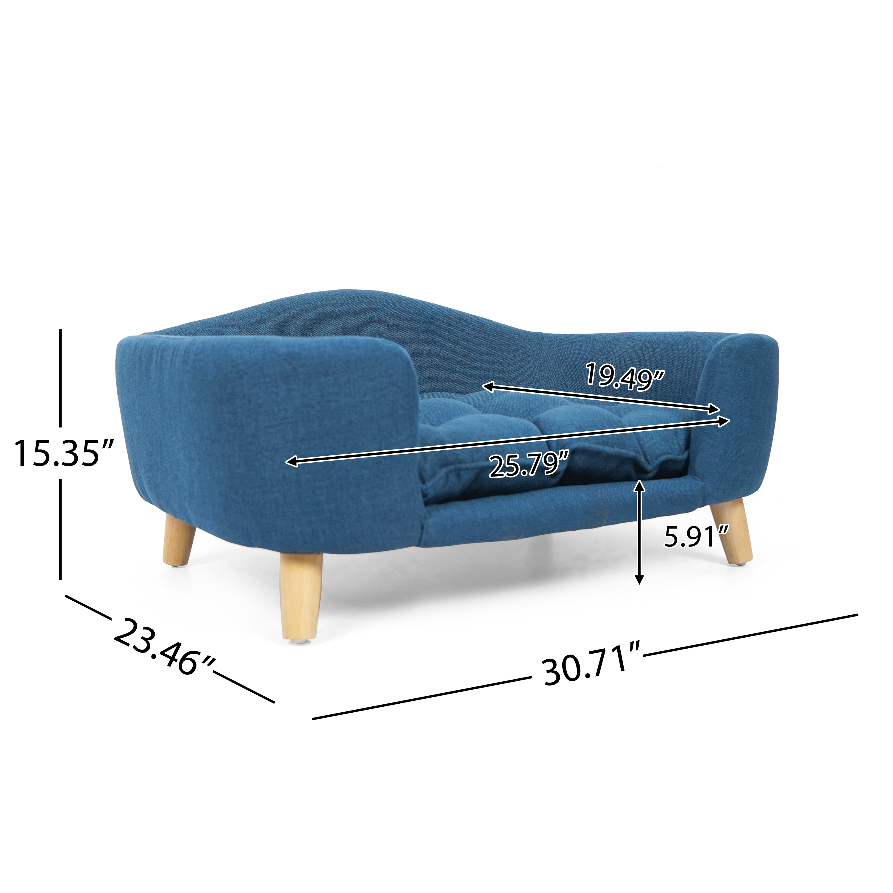 Cama para Perros Elevada con Soporte de Madera de Caucho y Espuma, Azul Marino, Fácil Montaje — imagen 4