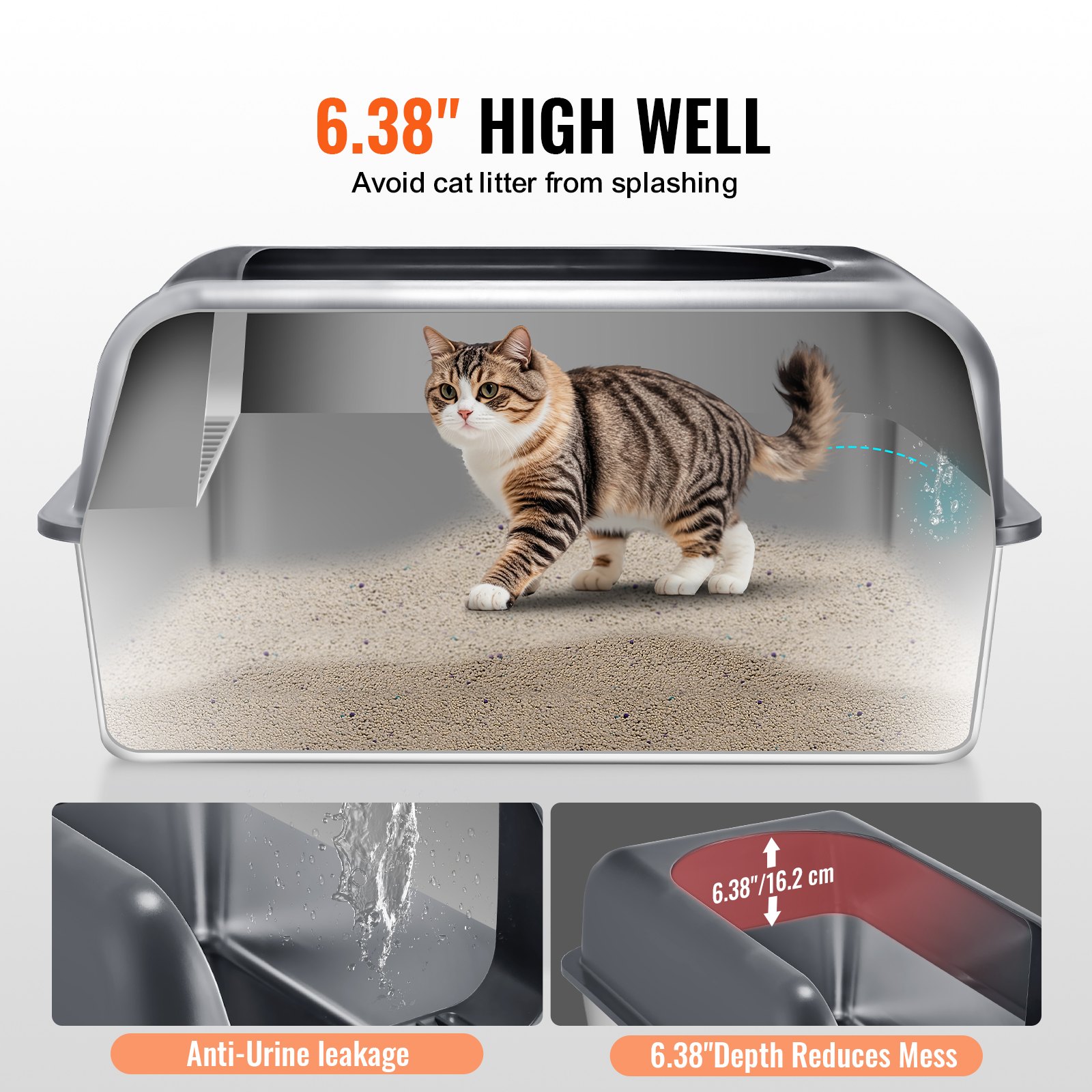 Deep Cat Litter Box Odor-Free Litter Box With Filtering Foot Board — imagen 4