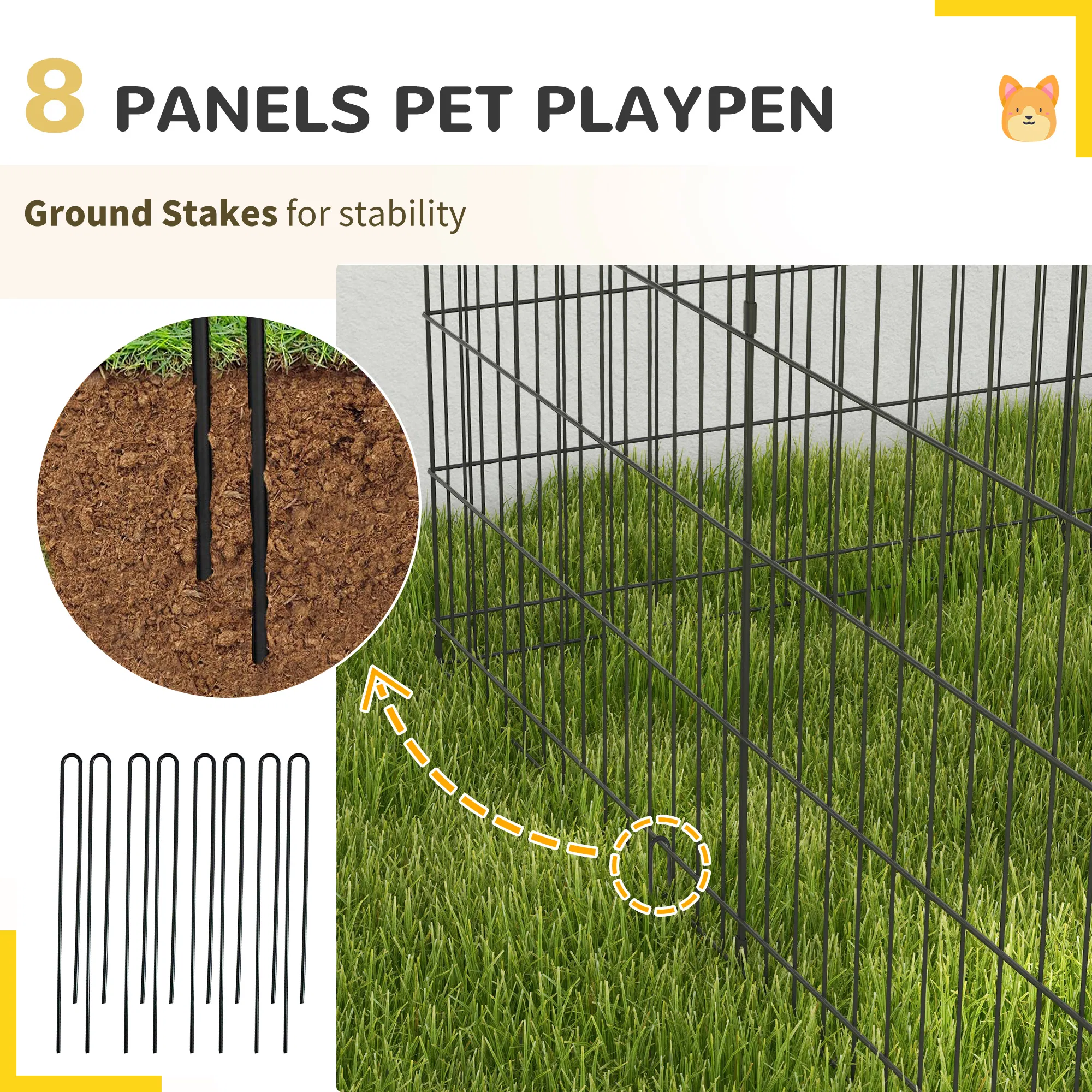 Foldable Metal Exercise Pet Playpen Yard Dog Puppy Kennel Cage 8 Panel — image 6