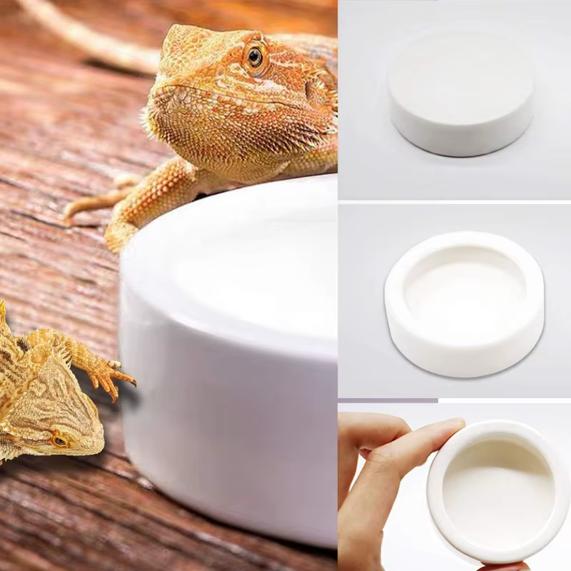 Reptile Water Food Bowl Anti-Escape Ceramic Feeder Dish for Lizard Hermit Gecko Chameleon Corn Snake Bearded Dragon Accessories — image 2