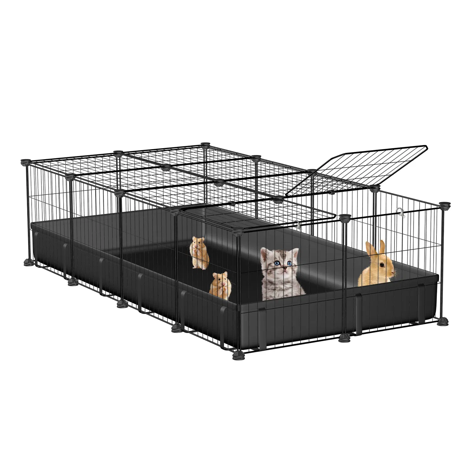 47x24x12" Guinea Pig Cage Small Animal Playpen DIY Metal Pet Enclosure with 20 Panels Waterproof Floor Mat for Hedgehogs Chickens Ducklings Rabbits Hamsters — image 6