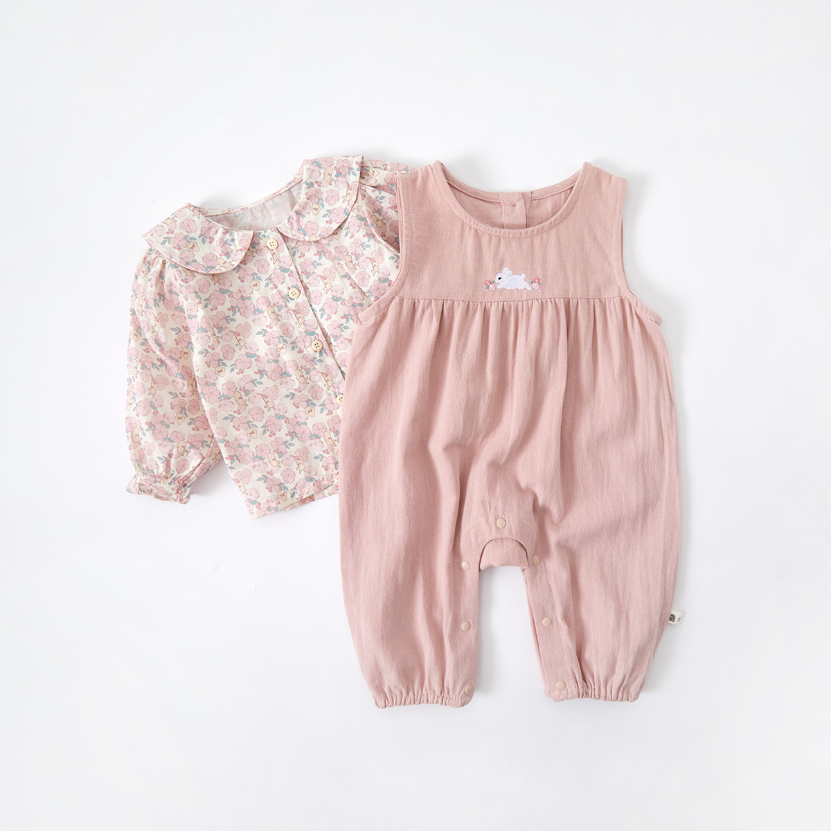 Cute Rabbit Onesie Set for Baby Girls Rabbit Ears Shirt and Bodysuit Two-Piece Outfit — image 4