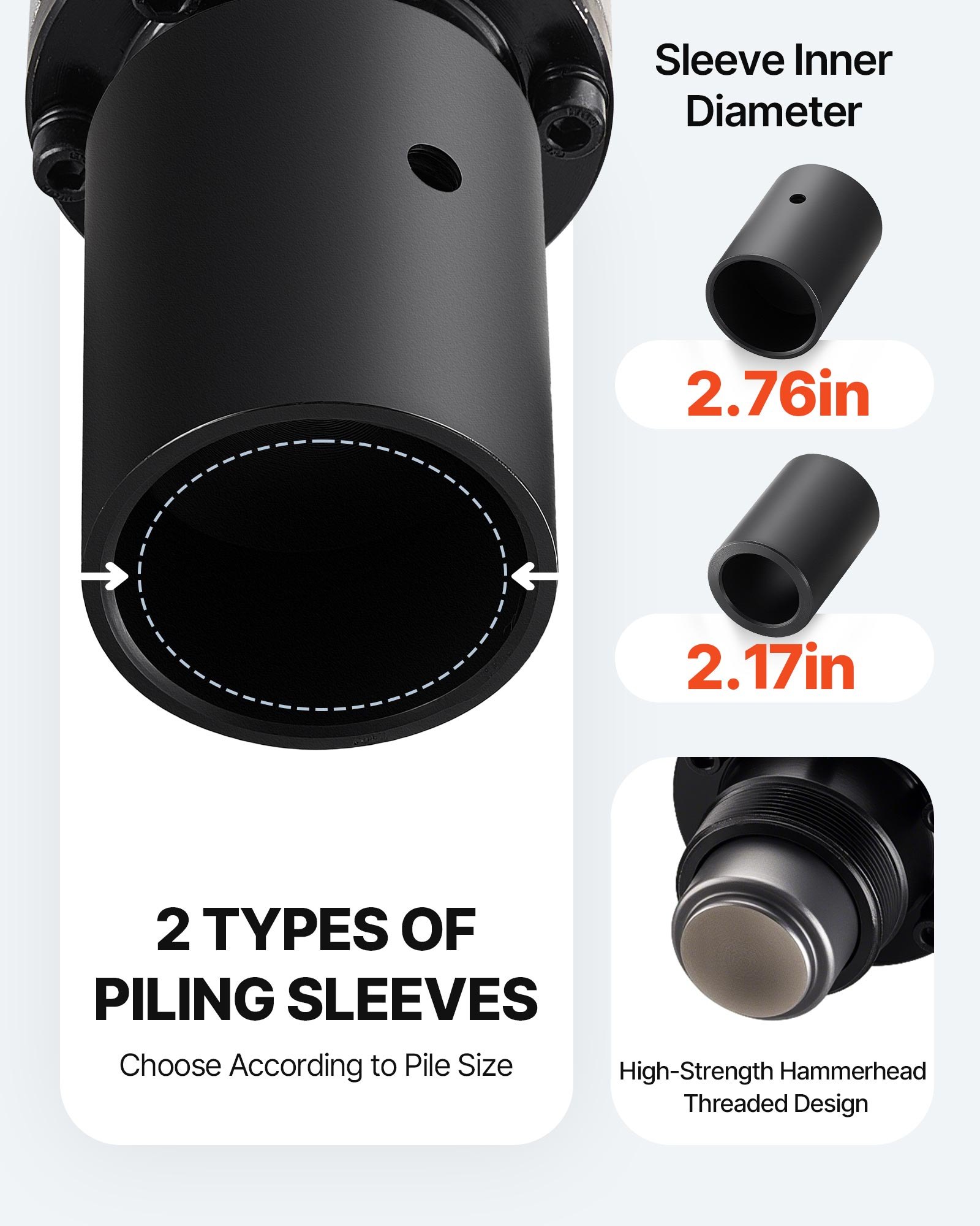 Electric T Post Driver, 2200W Handheld Post Pounder With 2.17 In/55mm, 2.76 In/70mm Sleeves, Powerful Pile Driver For Fence, Metal Fencing, Farm, Garden, Construction, Landscaping Projects — image 4