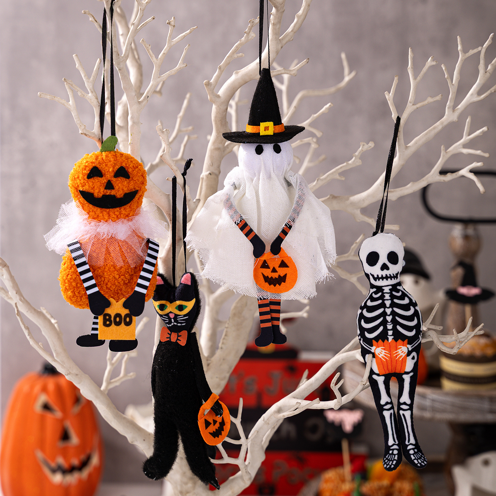 HaoBei Halloween Decorative Hanging Ornaments Pumpkin Black Cat Ghost Skull Festival Home Party Small Hangings — image 2