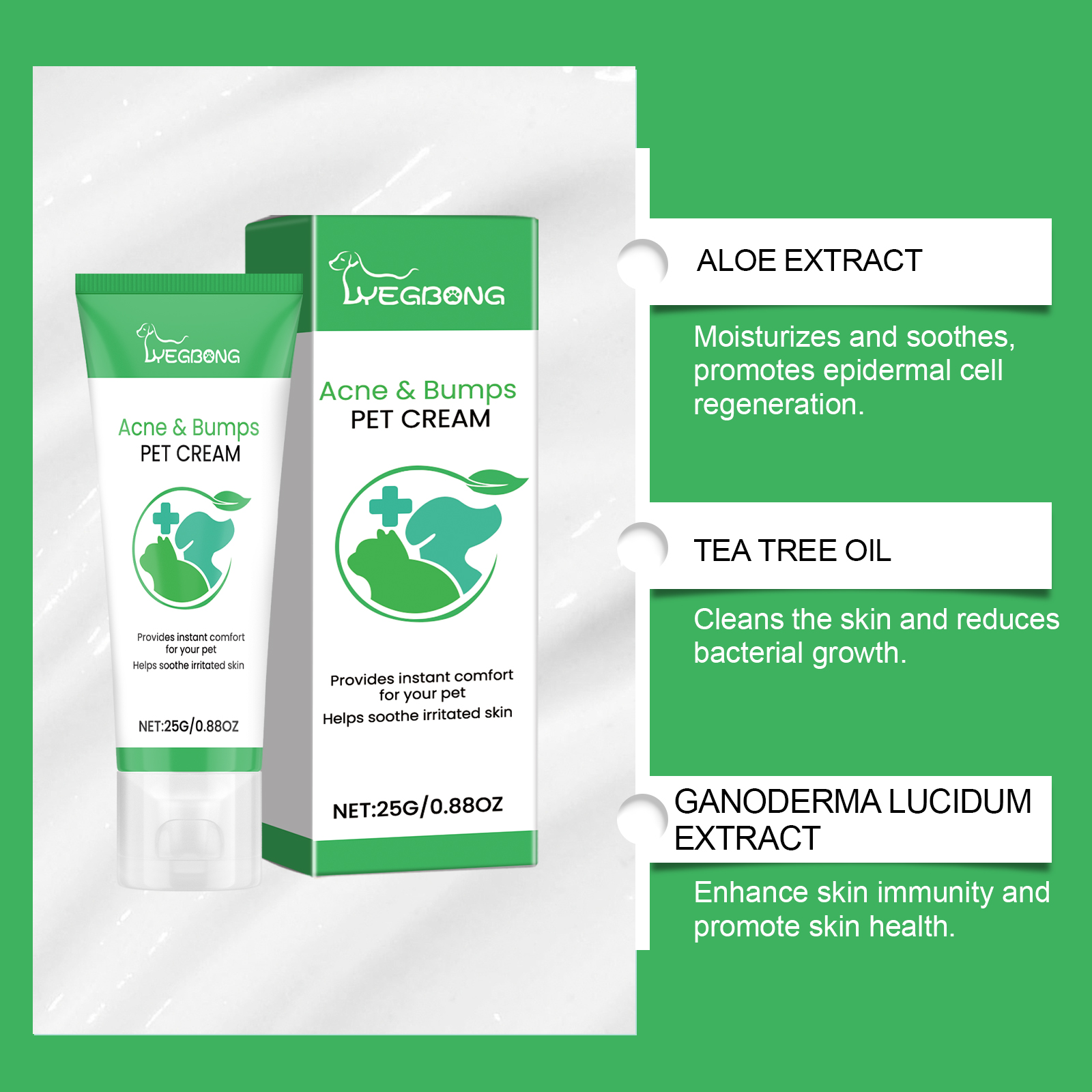 Pet Acne & Bumps Skin Cream, Soothing Skin For Dogs & Cats, Relief Redness Irritated Skin With Calendula & Ganoderma Extract — image 8