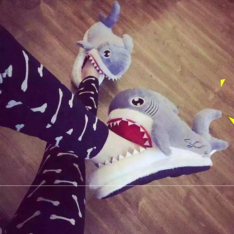 Zapatillas de invierno para mujer y hombre, moda de tiburón con suela de algodón, calzado cómodo con animación infantil — imagen 3