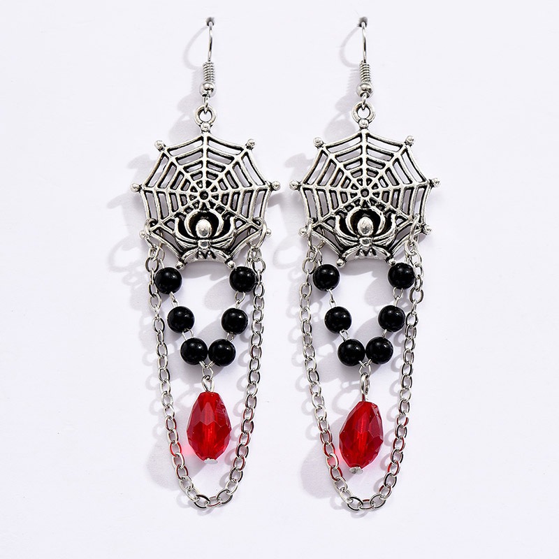 Pendientes de telaraña de araña con cadena hueca geométrica, estilo retro gótico, para mujeres, múltiples capas — imagen 1
