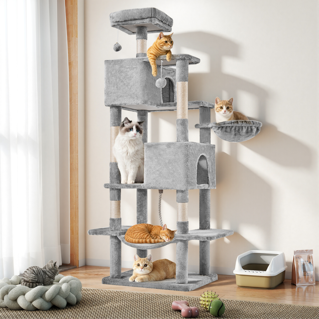 Torre para Gatos de Gran Tamaño, Plataforma Multigato con Hammock y Casa para Gatos Individuales — imagen 5