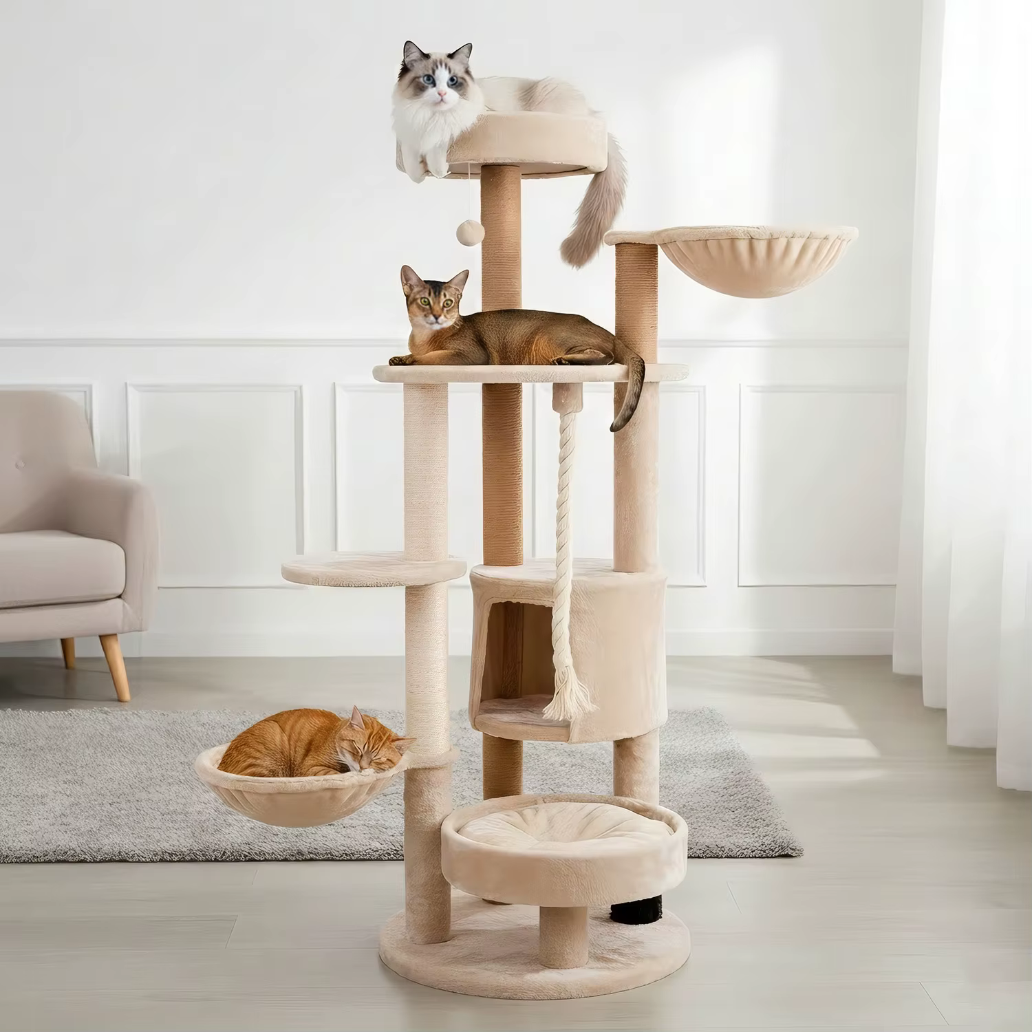 Large Halloween Cat Tree: 5-Level Cat Tree with Cat House and Sisal Scratching Posts—Perfect for Multi-Cat Households — image 1