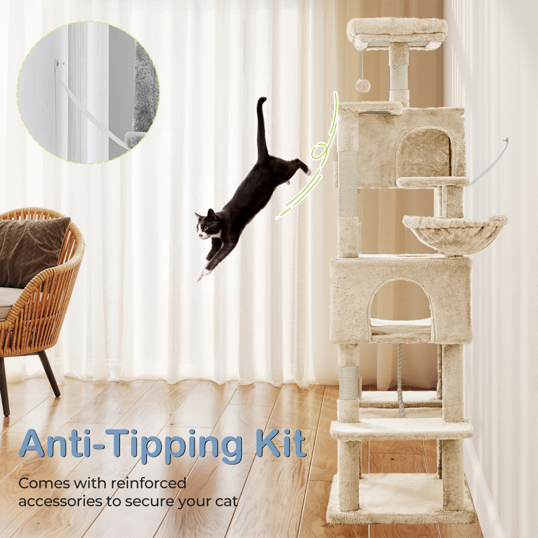 Torre para Gatos de Gran Tamaño, Plataforma Multigato con Hammock y Casa para Gatos Individuales — imagen 18