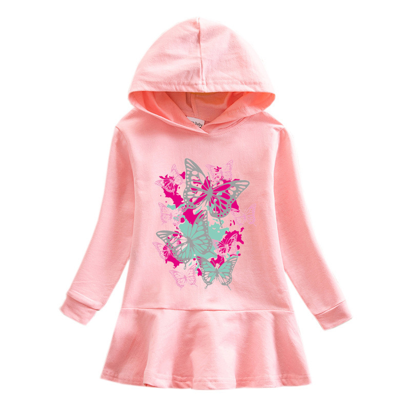 Girls' butterfly hooded sweatshirt dress — image 8
