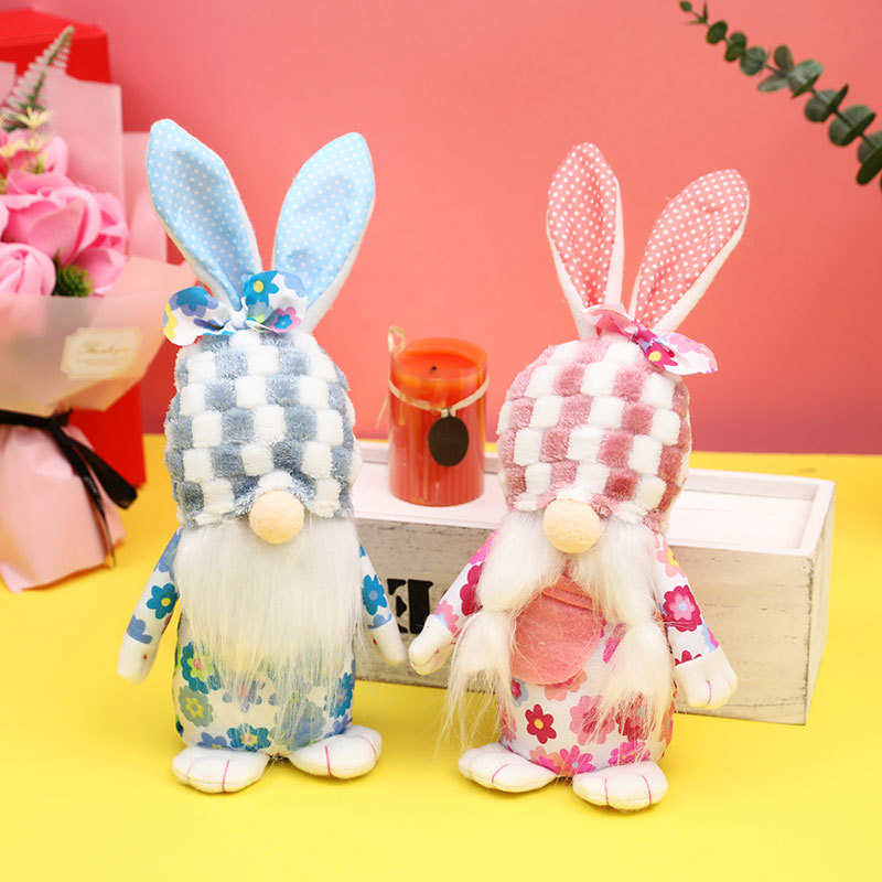 Nuevos decorativos de Pascua muñecos de conejo y duende sin rostro de peluche para decoración hogareña — imagen 1