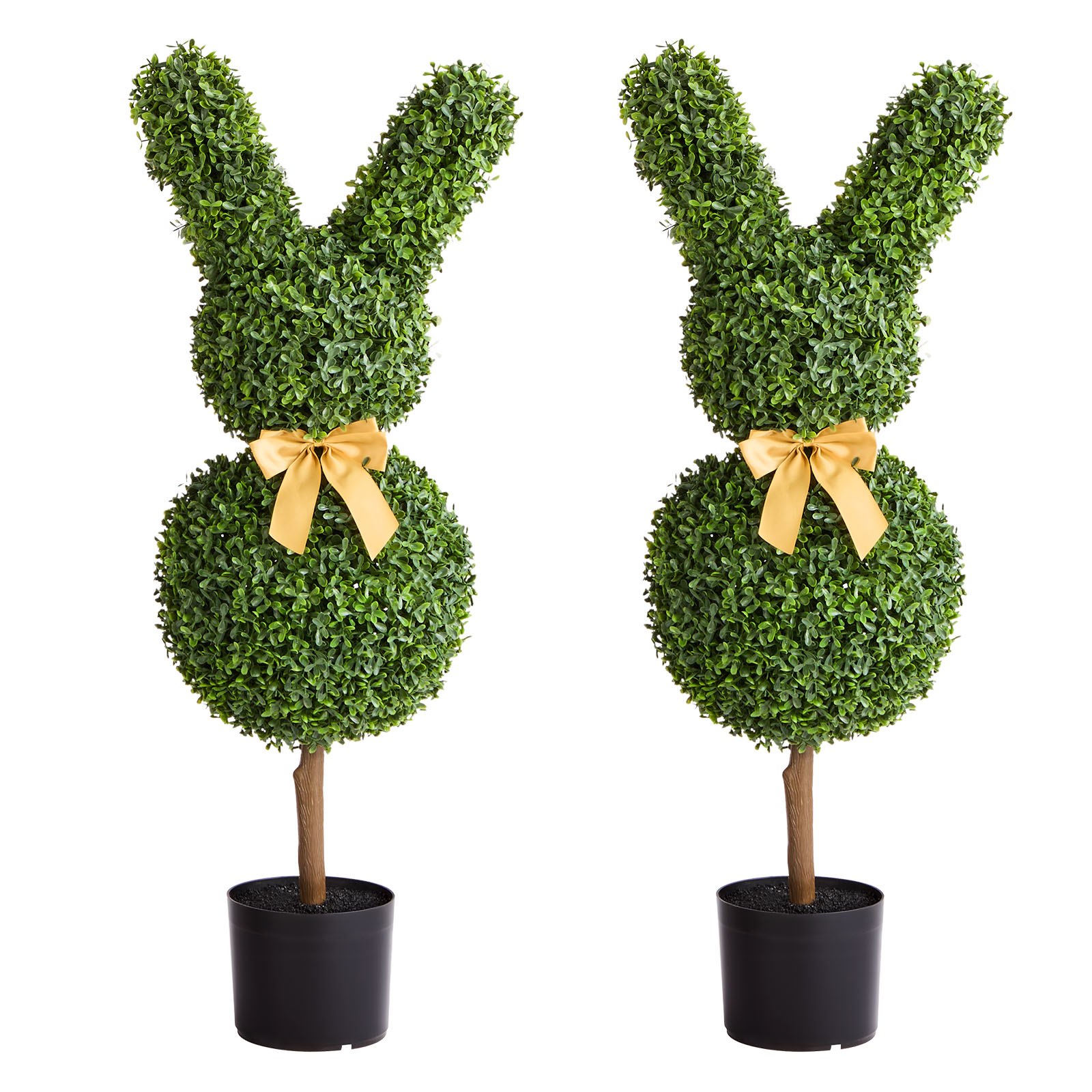 Topiario Artificial en Forma de Conejo con Bola de Boj, Set de 2 Bolas de Planta de Boj Falso de 36 Pulgadas, Aspecto Realista, Fácil Montaje para Decoración de Porche, Patio, Jardín, Balcón e Interiores — imagen 1