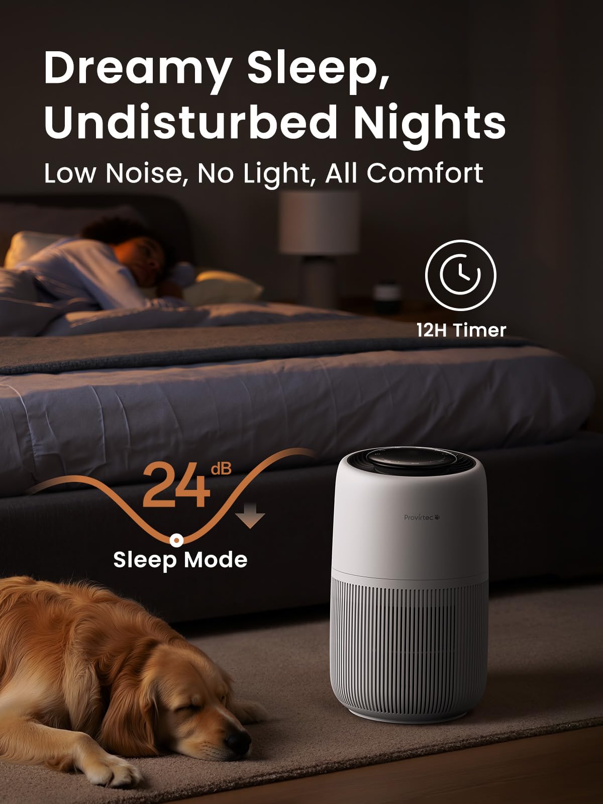 Pet Air Purifier Enhanced Activated Carbon Air Intake For Hair Odor Dander Allergies, 5-Stage H13 True HEPA, Pet Pre-Filter PM2.5 Auto Mode For Bedroom HomeP — image 4