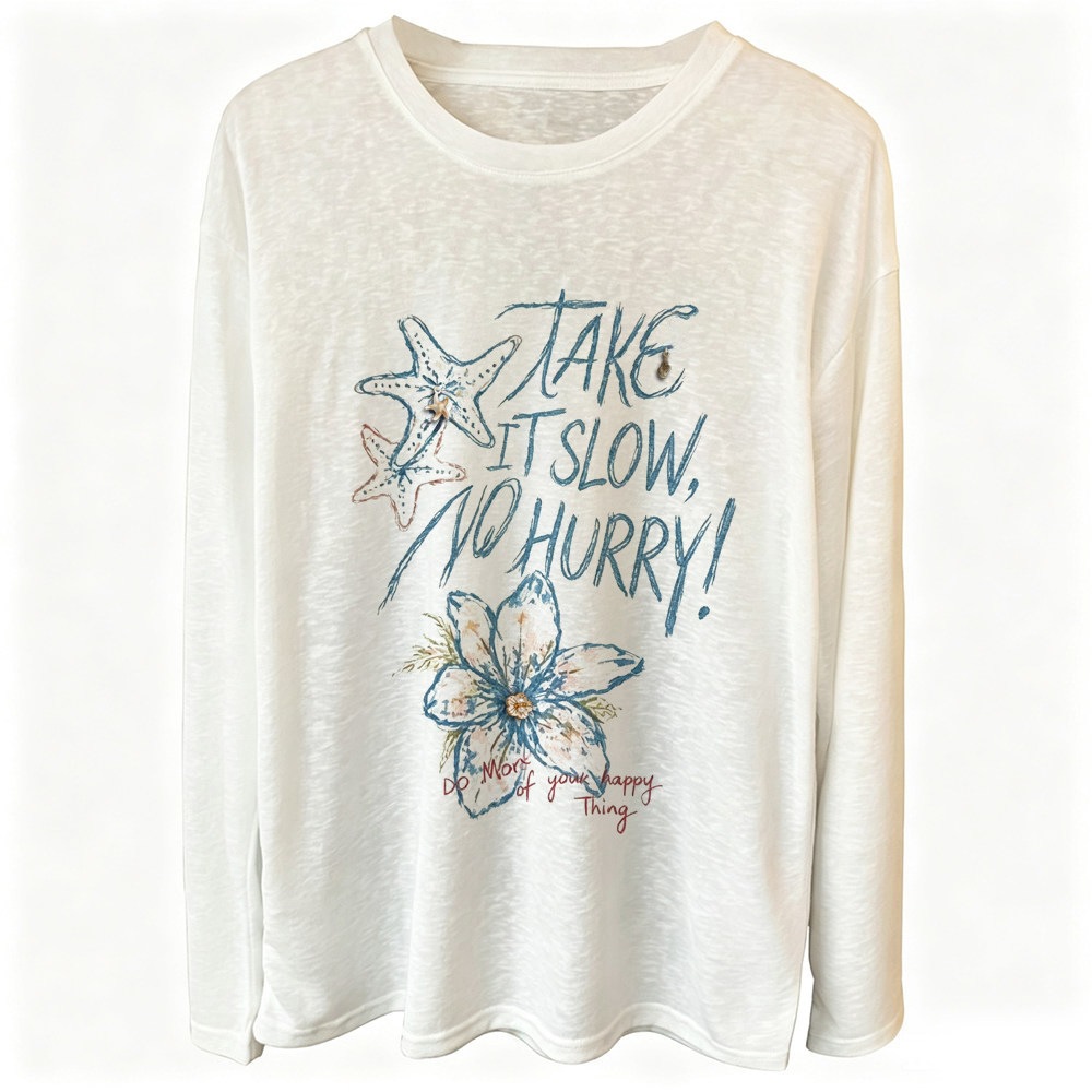 Women's Summer Starfish Print Sun Protection Cover-Up T-Shirt Lyocell Cotton Blend — image 6