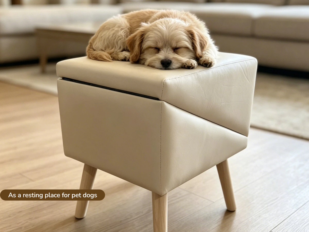 Escalera para Perros 2 en 1 para Cama y Sofá, 25.2" Rampa Plegable para Perros con 6 Escalones y Otomana para Perros Pequeños y Grandes, Beige — imagen 14