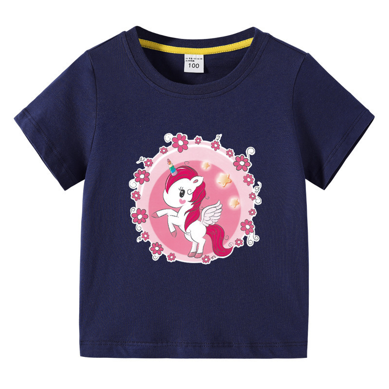 Unicorn children's summer outfit short sleeved T-shirt — image 13