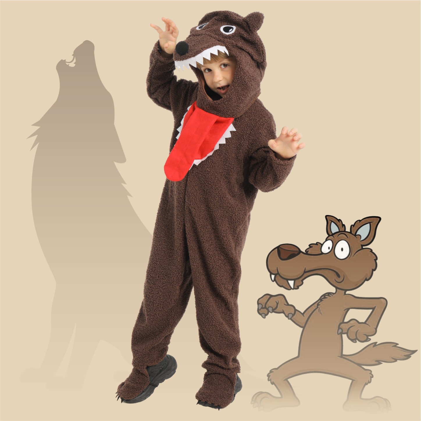 Halloween Children's Performance Costume Animal Brown Wolf Role Play Cosplay Costume School Stage Performance Wear — image 2