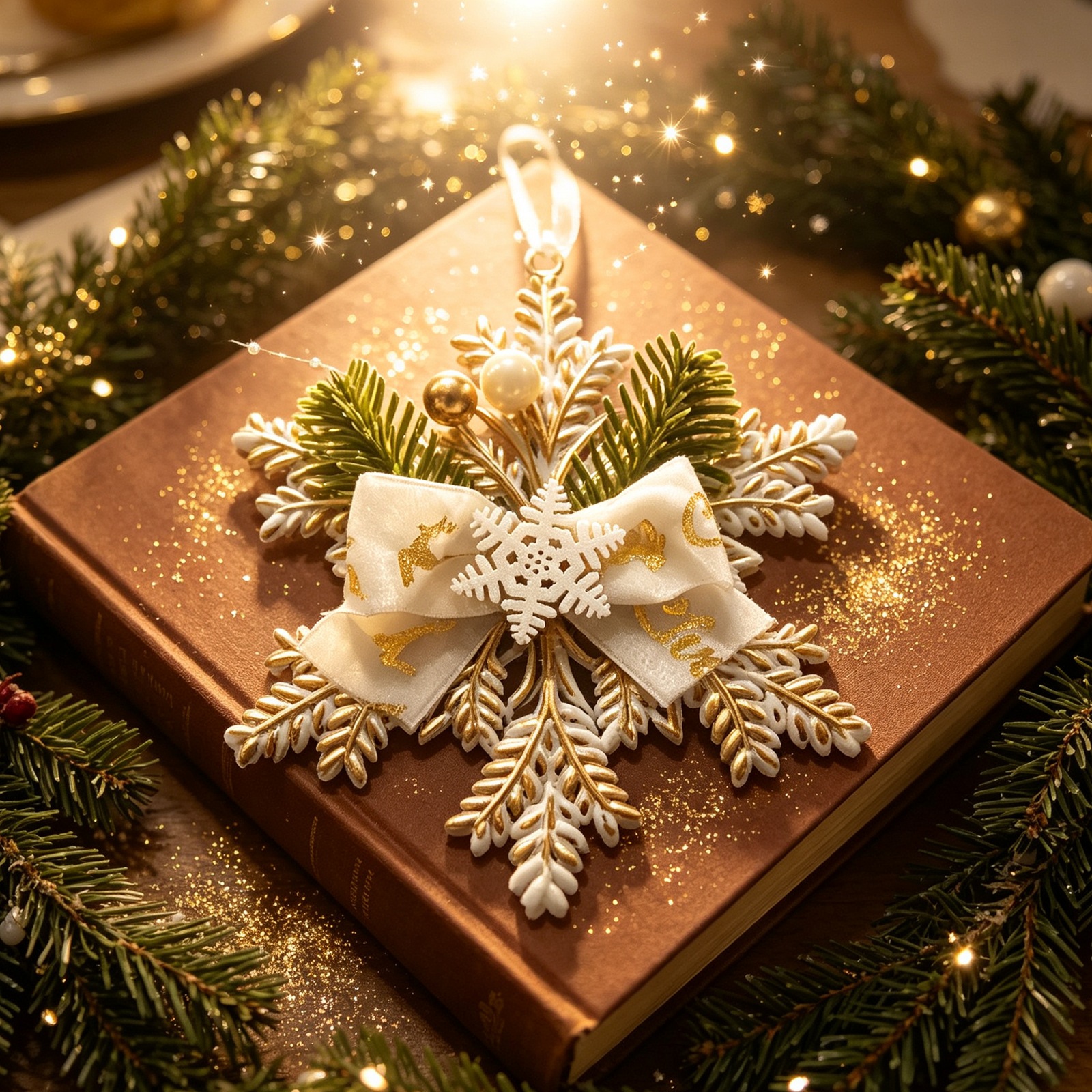 Christmas Tree Ornament White Gold Vintage Style Plastic Decoration Snowflake Reindeer Christmas Tree Decor — image 4