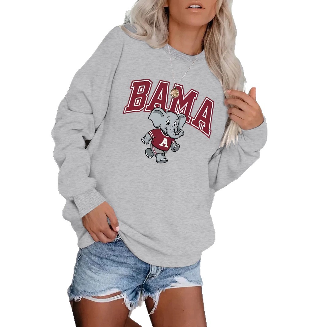 Bama Elephant Printed Round Neck Velvet Hoodie — image 1