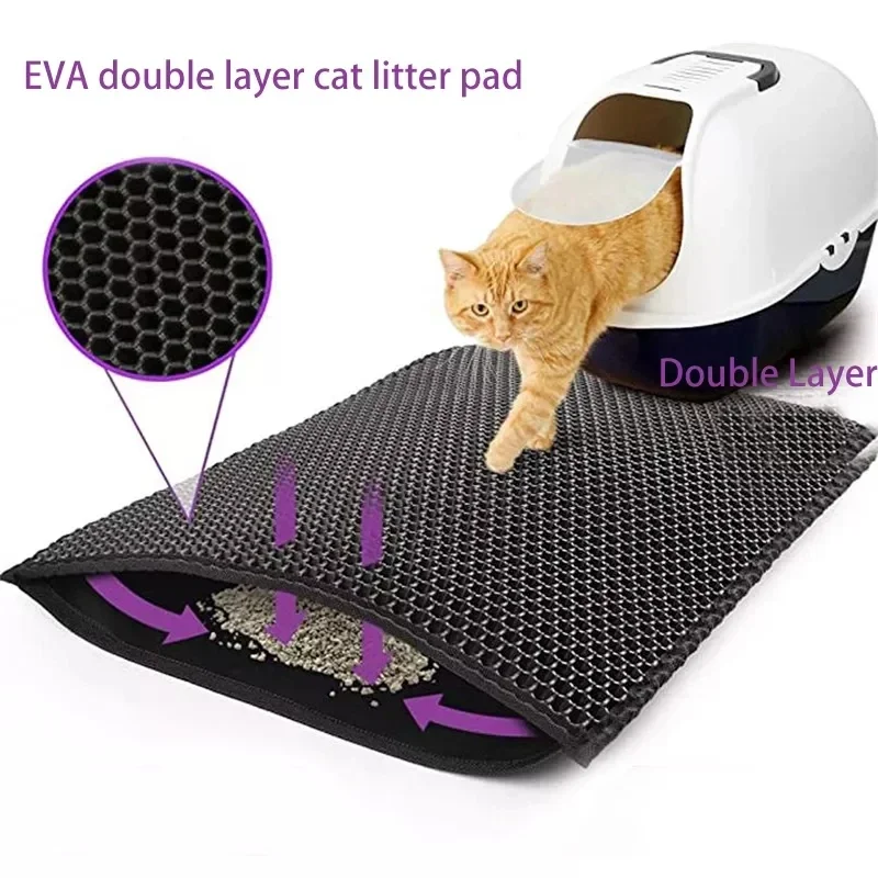 Cat Litter Mat With Gift Double Layer Waterproof Pet Litter Box Mat Non-slip Sand Cat Pad Washable Bed Mat Clean Pad Products — image 1
