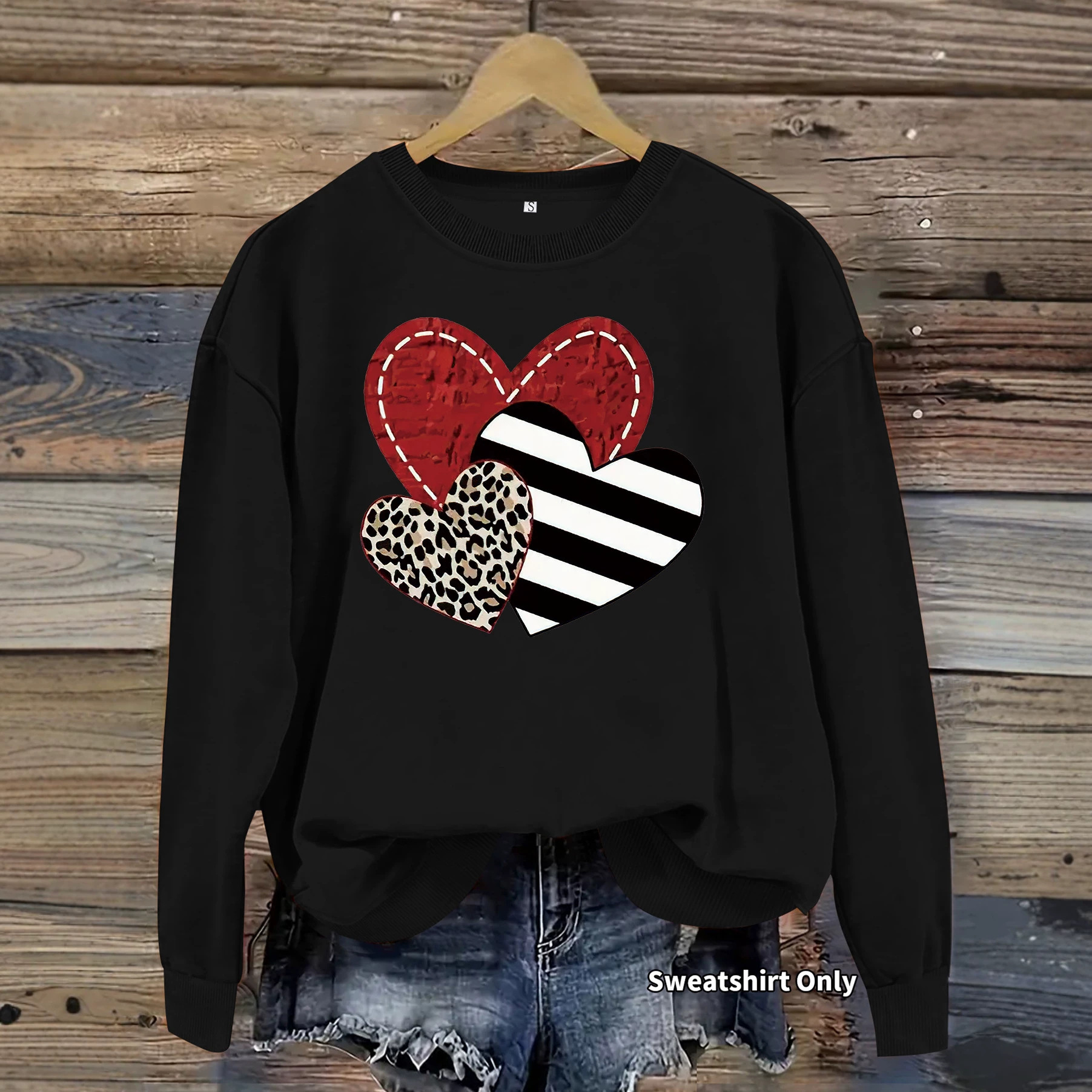 Leopard striped heart-shaped printed sweatshirt — image 6