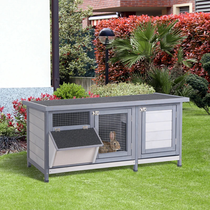 Wooden Rabbit Hutch Bunny Hutch Cage Guinea Pig With Waterproof Roof, No Leak Tray And Feeding Trough, For Rabbits, Chickens, Ducks — imagen 5