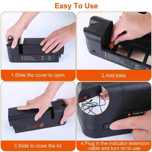 Electric Rat Trap Reusable Mice Trap Rodent Zapper Indoor Pest Control Rechargeable Shock Mice Killer With 1800V High Voltage For Home — image 5