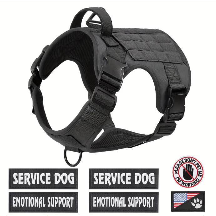 Hiphoppet US Local Tactical Service Dog Harness Vest Adjustable Reflective No Pulling Large Dog Harness With Metal Buckle — image 2