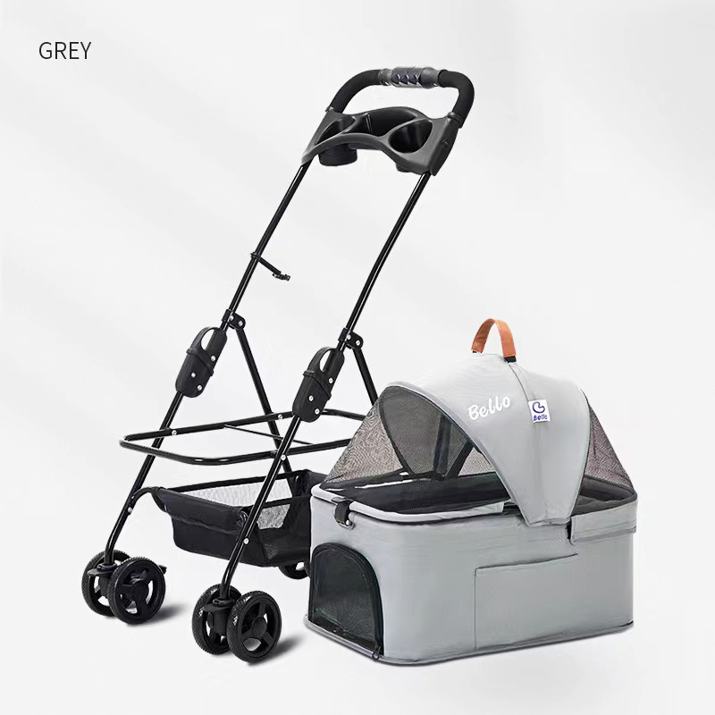 Walk The Dog Pet Stroller Teddy Dog Four Wheel Wan fold To The Stacked Stroller Cats Can Be Separated From The Stroller — image 6