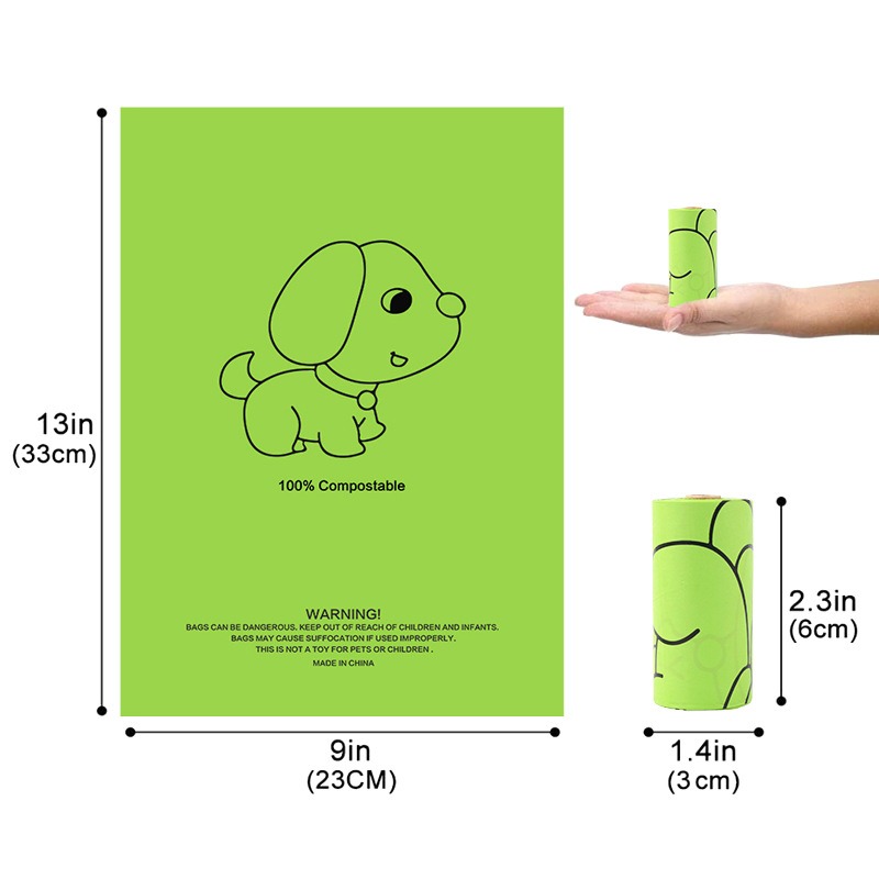 Bolsa de basura para mascotas biodegradable con maíz y PLA compostable para heces caninas — imagen 8
