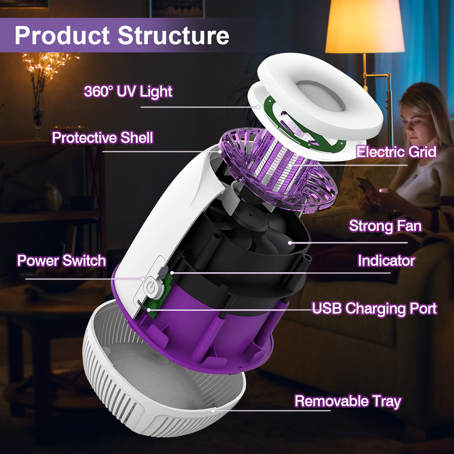 Plug-in Mosquito Zapper For Summer Max 1076Sq.Feet Range Electric Fly Zapper With 3 Modes Mosquito Killer Lamp For Indoor Outdoor — image 13