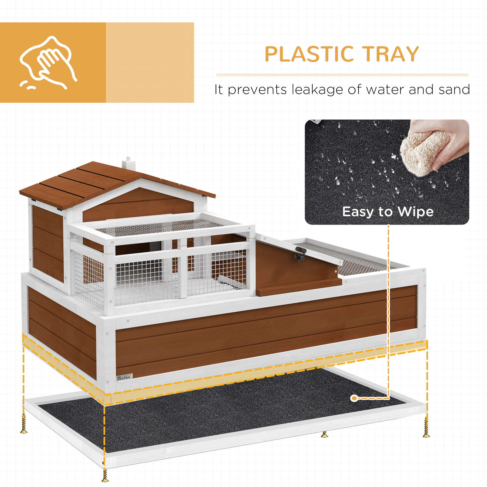 3-Room Tortoise Habitat House w/ Balcony & 2 Stories, 44" x 25.5" x 25", Coffee — imagen 6