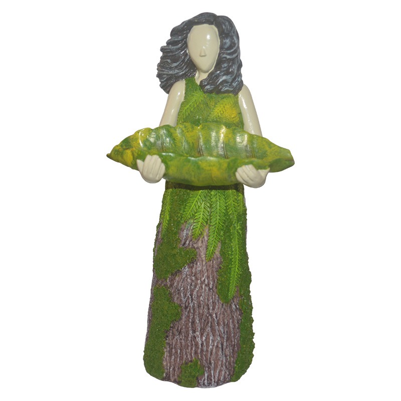Pajarera de la Diosa Verde del Bosque - Decoración para Pájaros Exterior de Resina — imagen 1