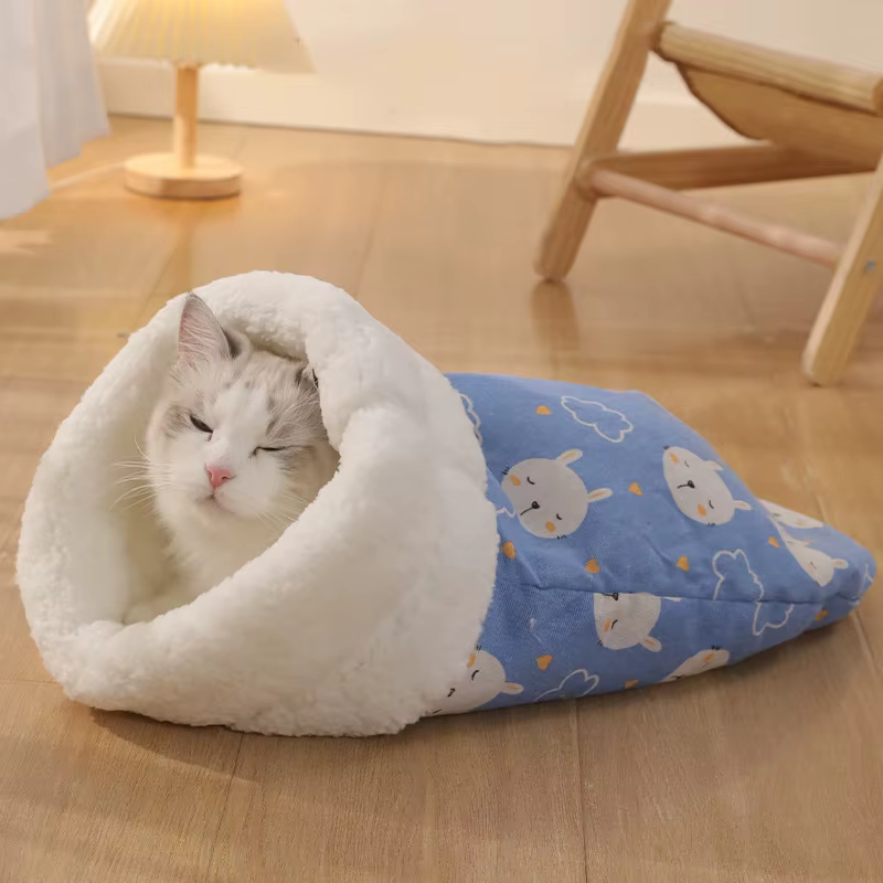 Cama de Dormir para Mascotas con Lana de Cordero para Invierno: Bolsa Caliente para Gatos y Kitten — imagen 3