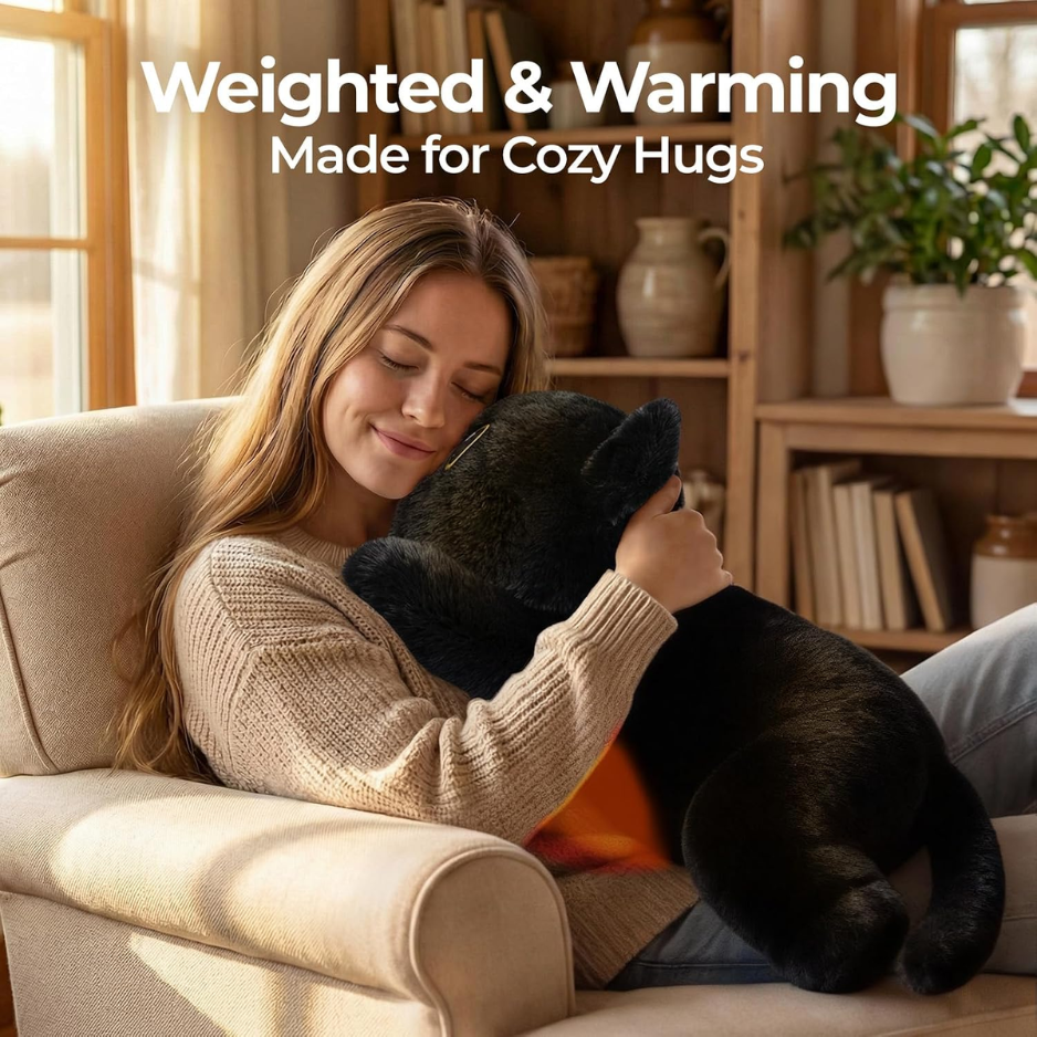 Weighted Black Cat Plush Stuffed Animal, Heatable & Coolable Weighted Plush Toy, Soft Comfort Cat Pillow For Relaxation, 2-5 Lbs — image 2