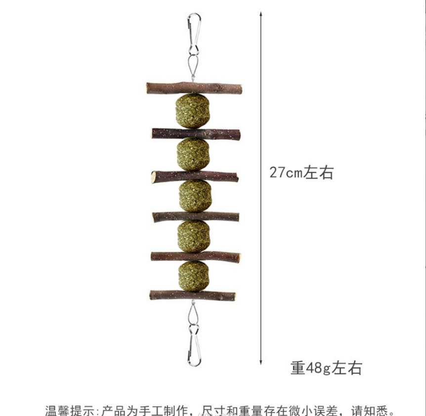 Rabbit Chew Toys, 3PCS Pet Chew Toys For Rabbit Chinchilla Hamster Molars Chew Toys Apple Sticks Grass Ball, Grass Cake Skewer For Hamster — image 5