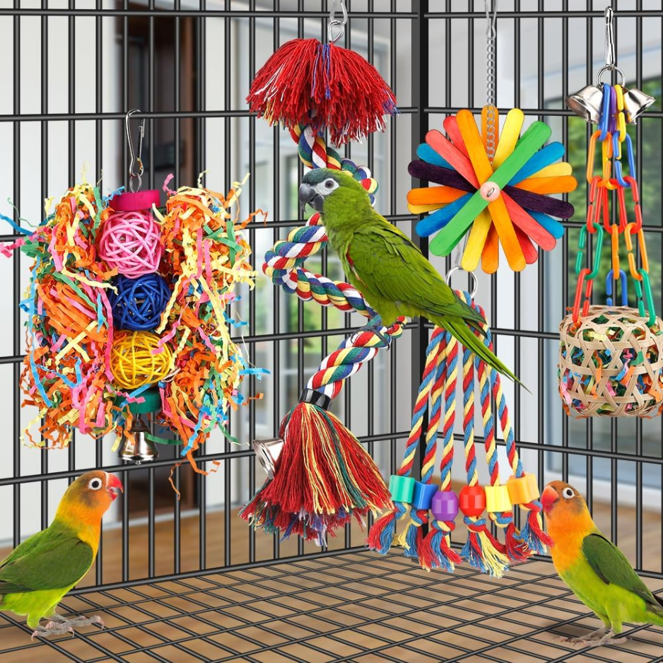 Bird Rope Perch Toy With Bell, Colorful Chew & Foraging Toy For Parrots — image 4