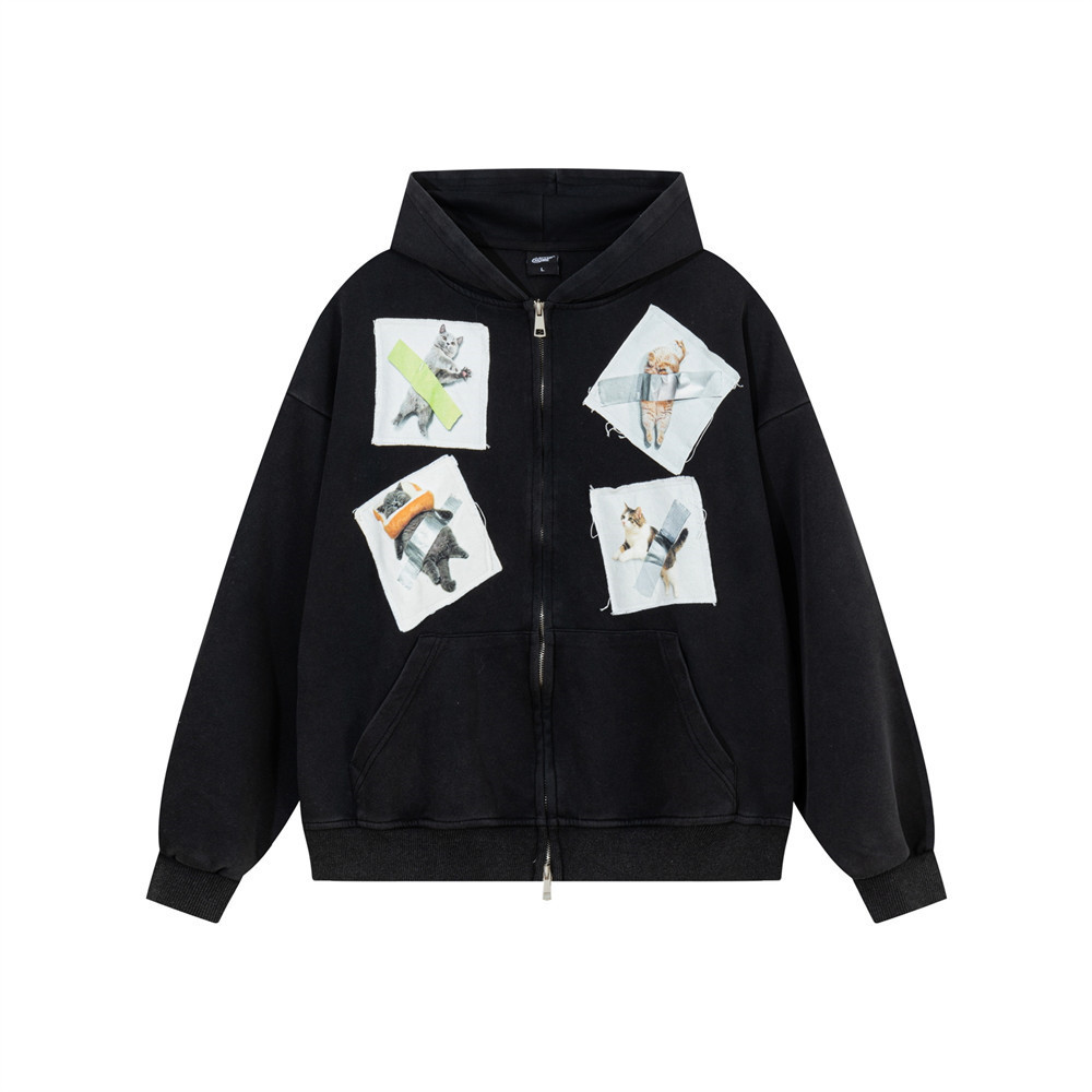 Color blocking adhesive cloth cat hooded sweatshirt — image 7