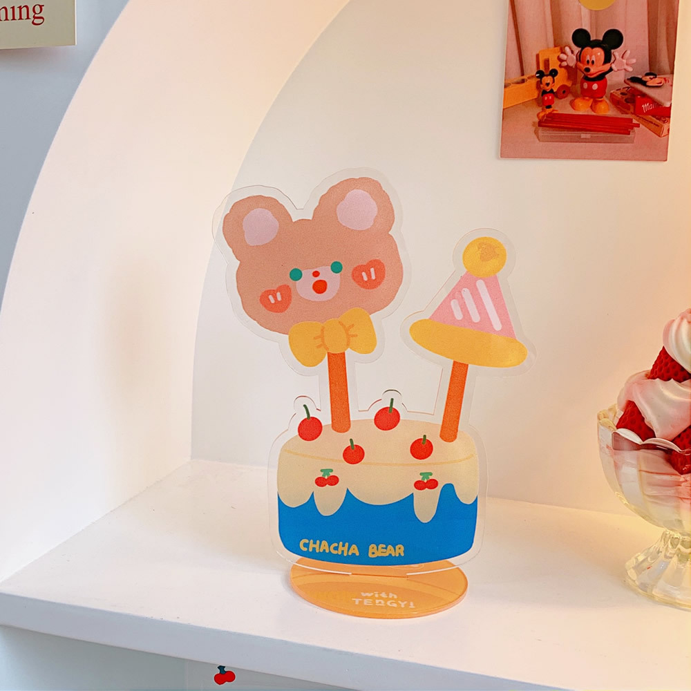 Creative Desktop Flower Decoration Cute Cartoon Acrylic Folder Sweet Soft Cute Bear Rabbit Multi-Function Note Holder — image 9