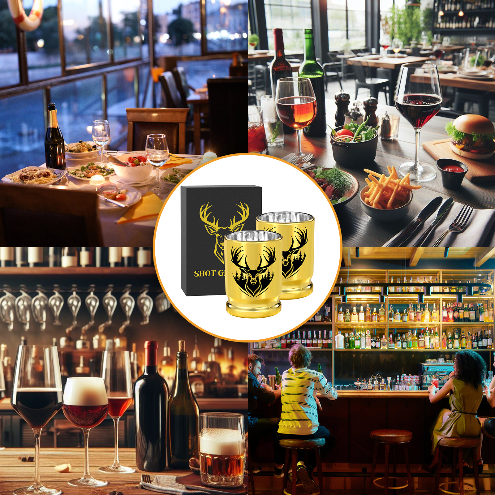2pcs 50 Caliber Deer Head Golden Plastic Wine Glasses With Gift Box - Leak Proof, Reusable - Stylish Animal Print Design, Suitable For Whiskey, Tequila, Etc — image 4