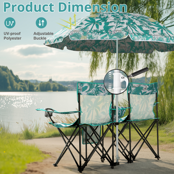 Pineapple Pattern Fishing Chair Iron Bracket Oxford Cloth 85kg With Sun Umbrella — imagen 12