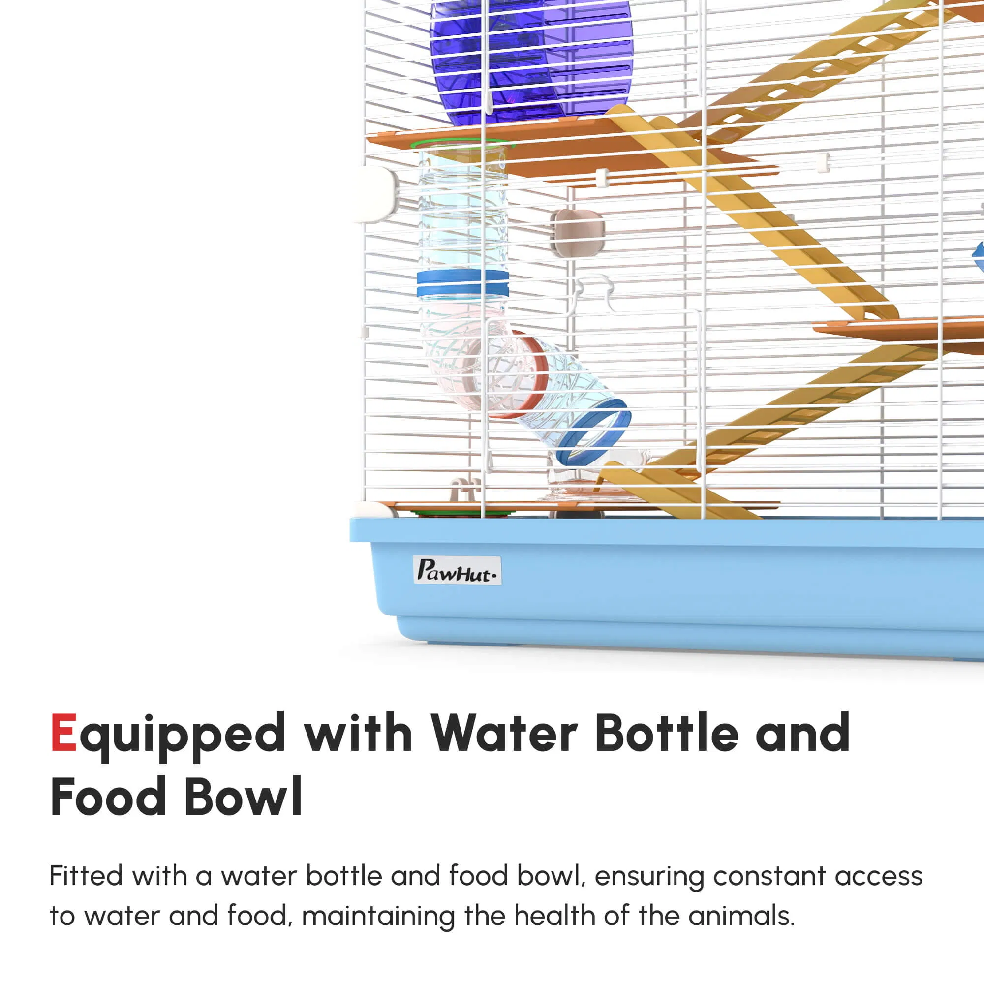 5 Tiers Hamster Cage Portable with Exercise Wheels Play Tube Water Bottle Dishes House Ladder for Gerbils, Green — image 4