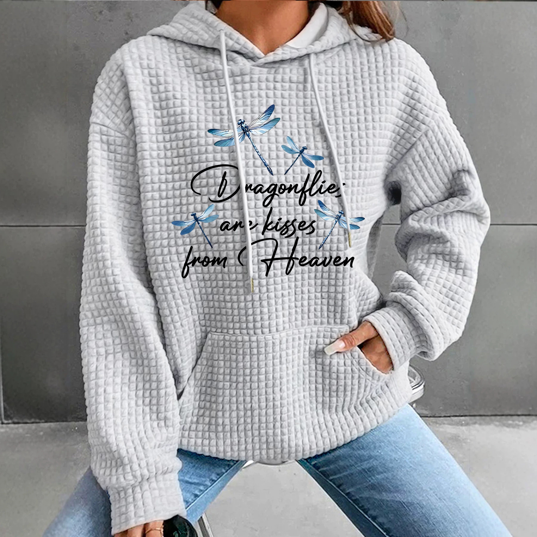 Waffle long sleeved dragonfly printed hoodie — image 6
